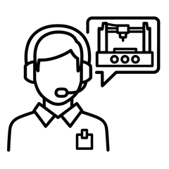 Support-Icon mit Headset und CNC-Maschine – Symbol für fachkundige Beratung durch CNC-Experten.
