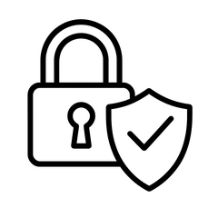 Schild-Icon für sicheren Einkauf und geprüfte Produkte.